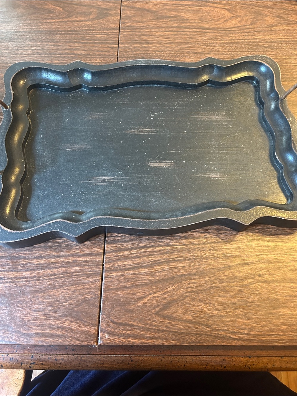 Hobby Lobby black distressed wood tray.